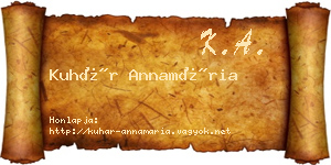 Kuhár Annamária névjegykártya