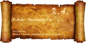 Kuhár Annamária névjegykártya